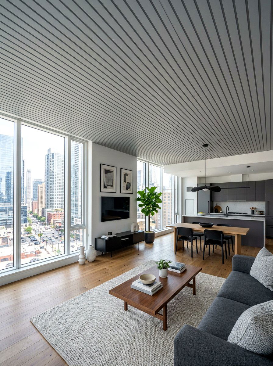 Modern striped ceiling - 30 striped ceiling ideas