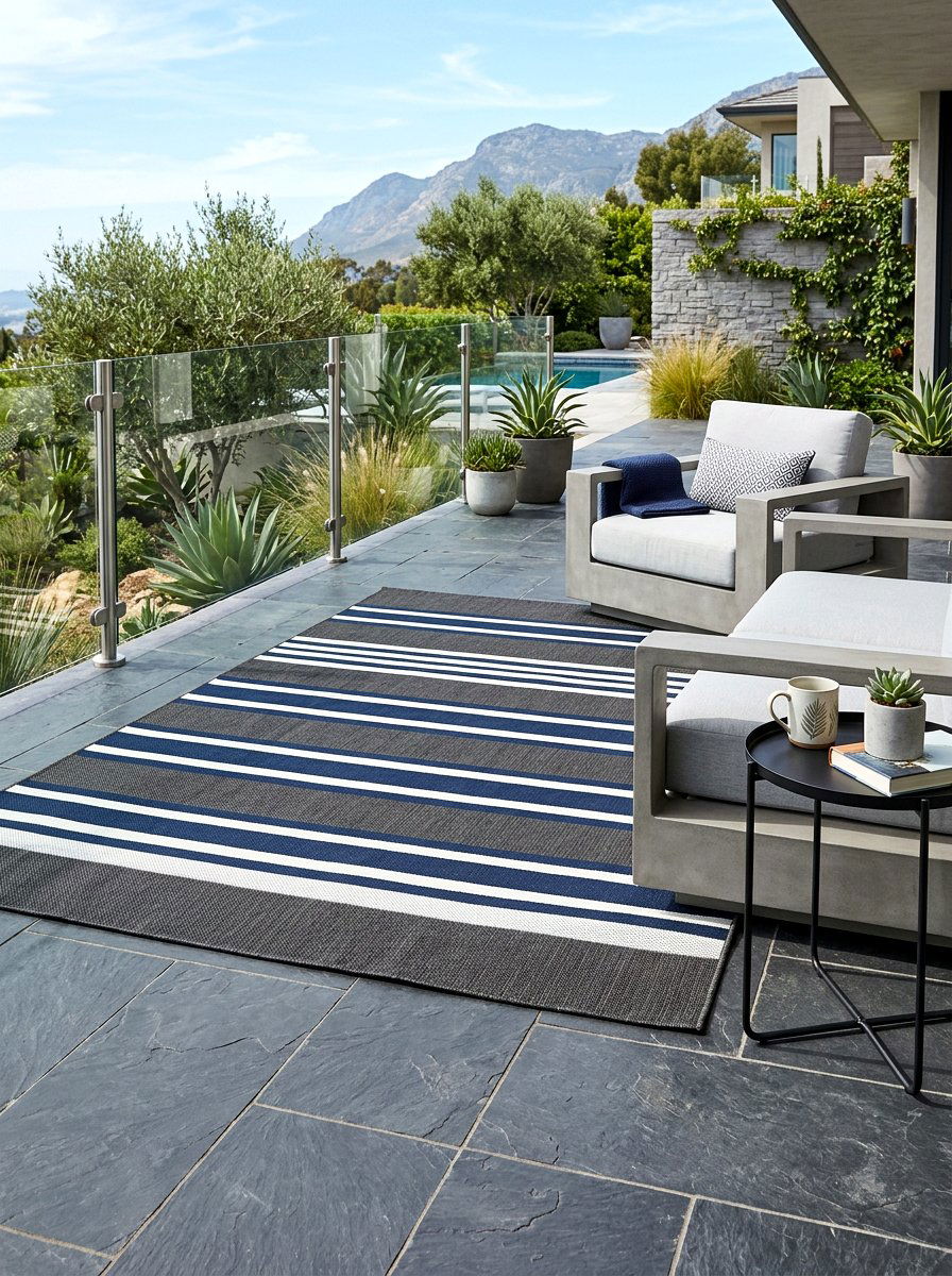 Modern striped patio rug - 30 striped outdoor rug ideas