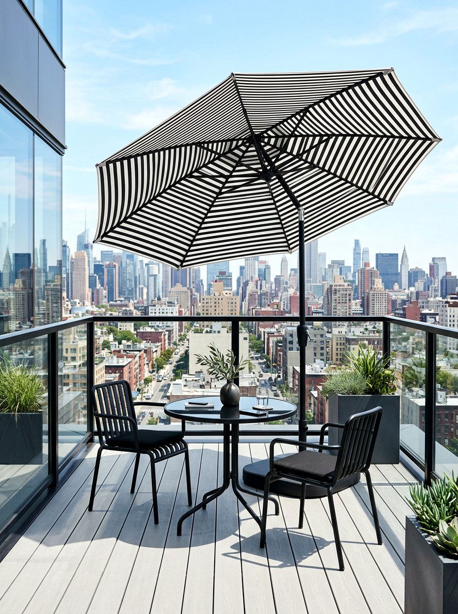 Modern striped umbrella - 30 striped umbrella patio decor ideas