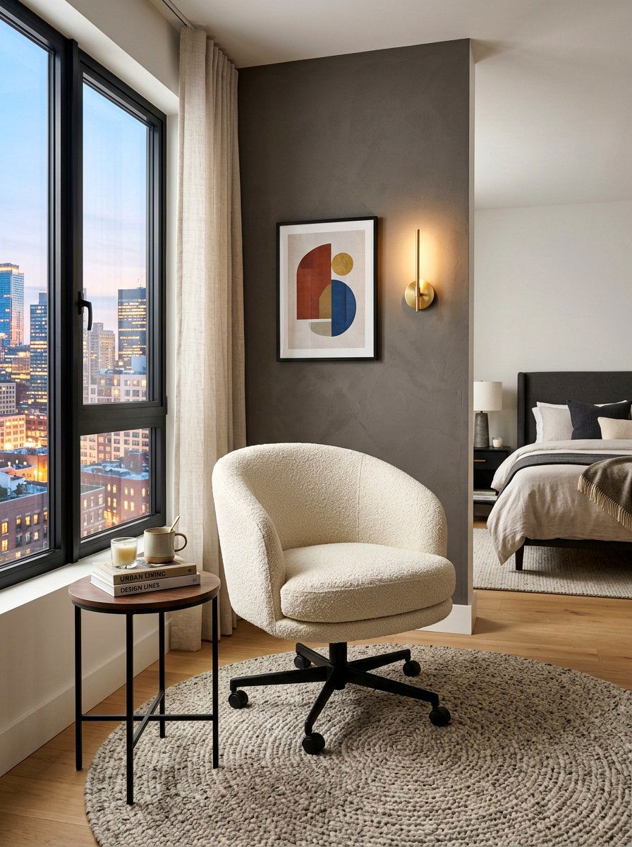 Modern swivel chair - 30 bedroom alcove seating ideas