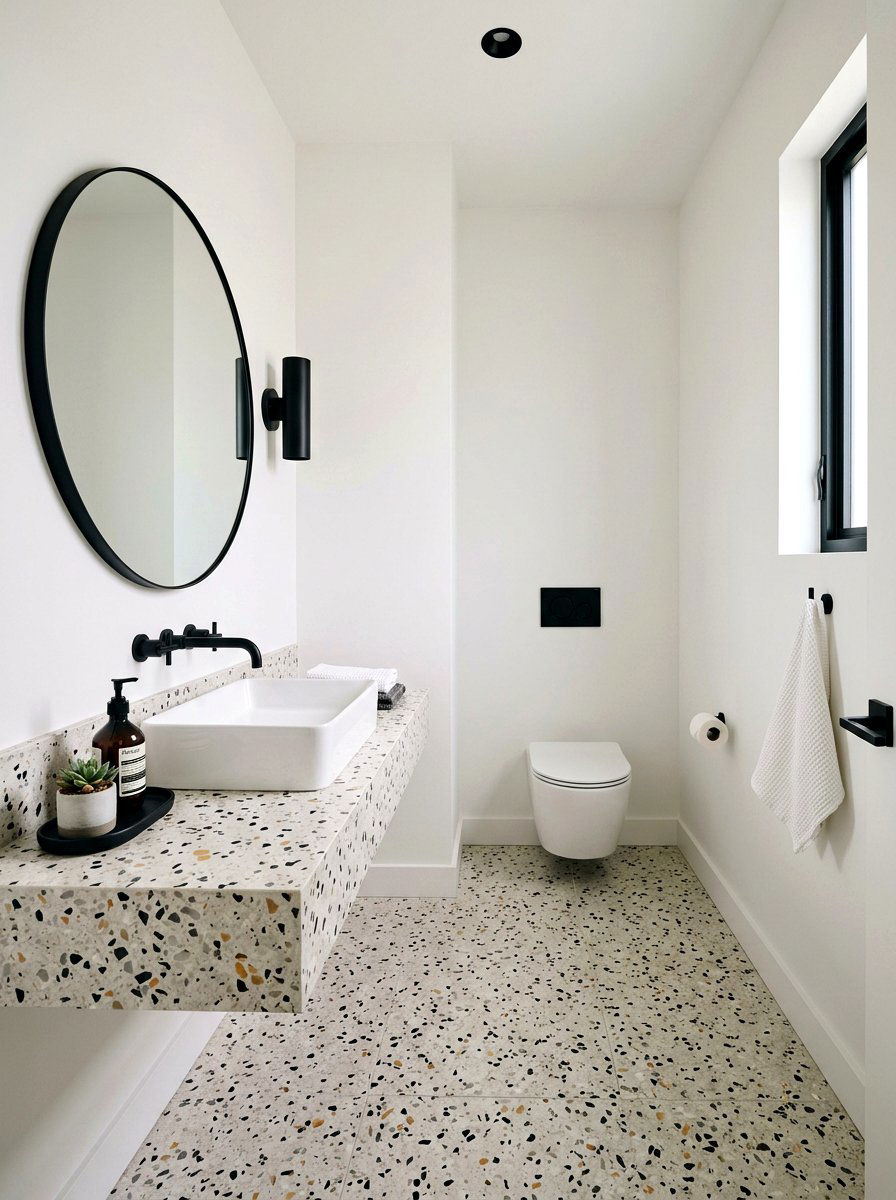 Modern terrazzo powder room - 30 spa like powder room ideas