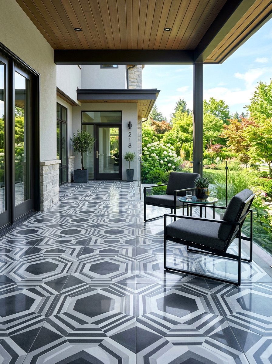 Modern tile porch - 30 modern front porch ideas