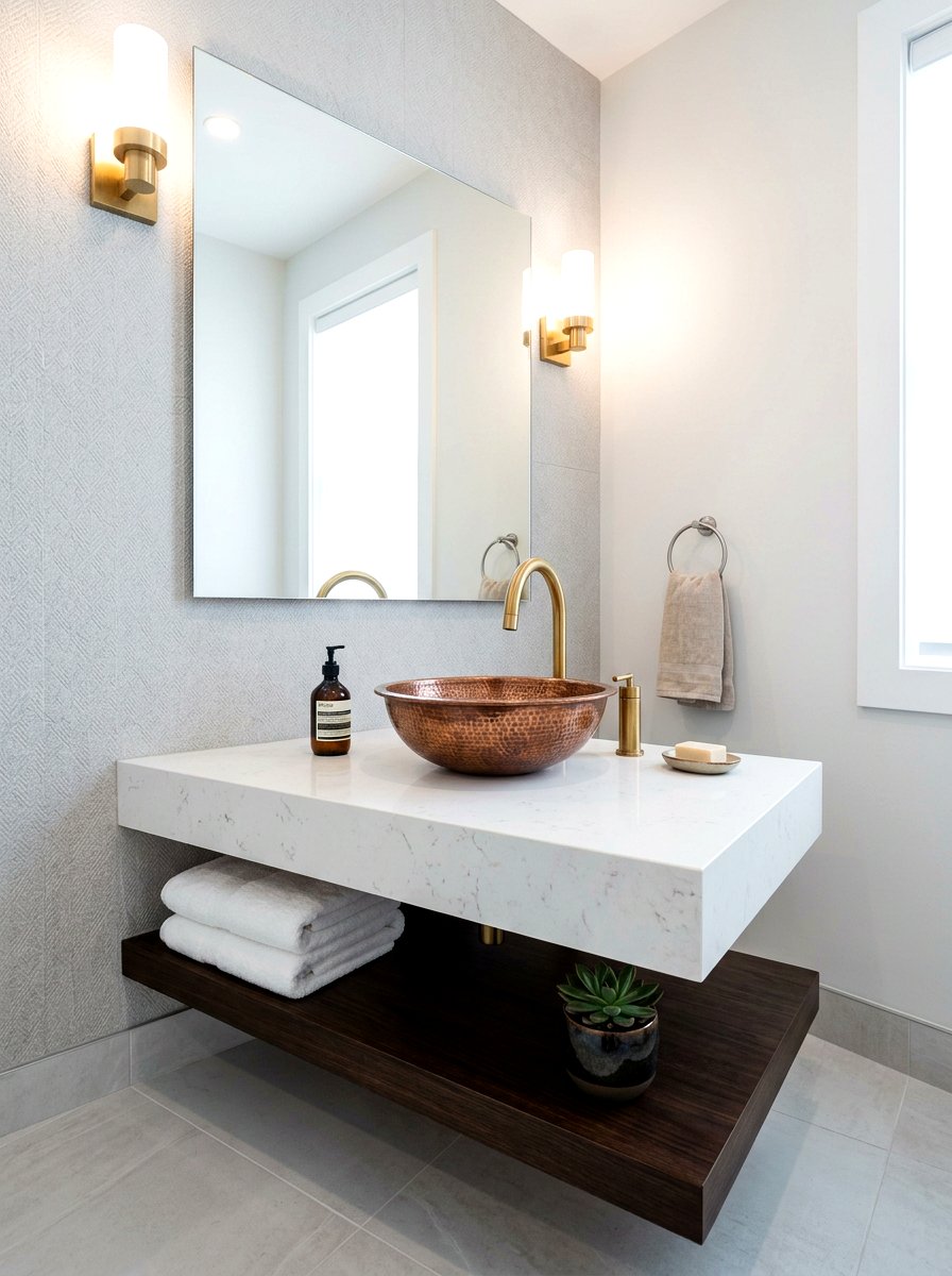 Modern vessel sink powder room - 30 spa like powder room ideas
