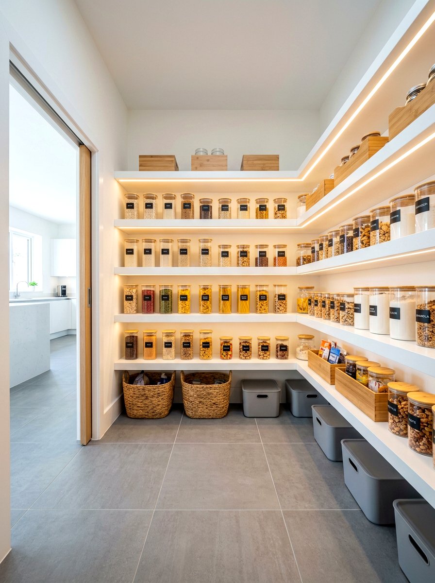 Modern walk in pantry shelves - 30 pantry with open shelving ideas
