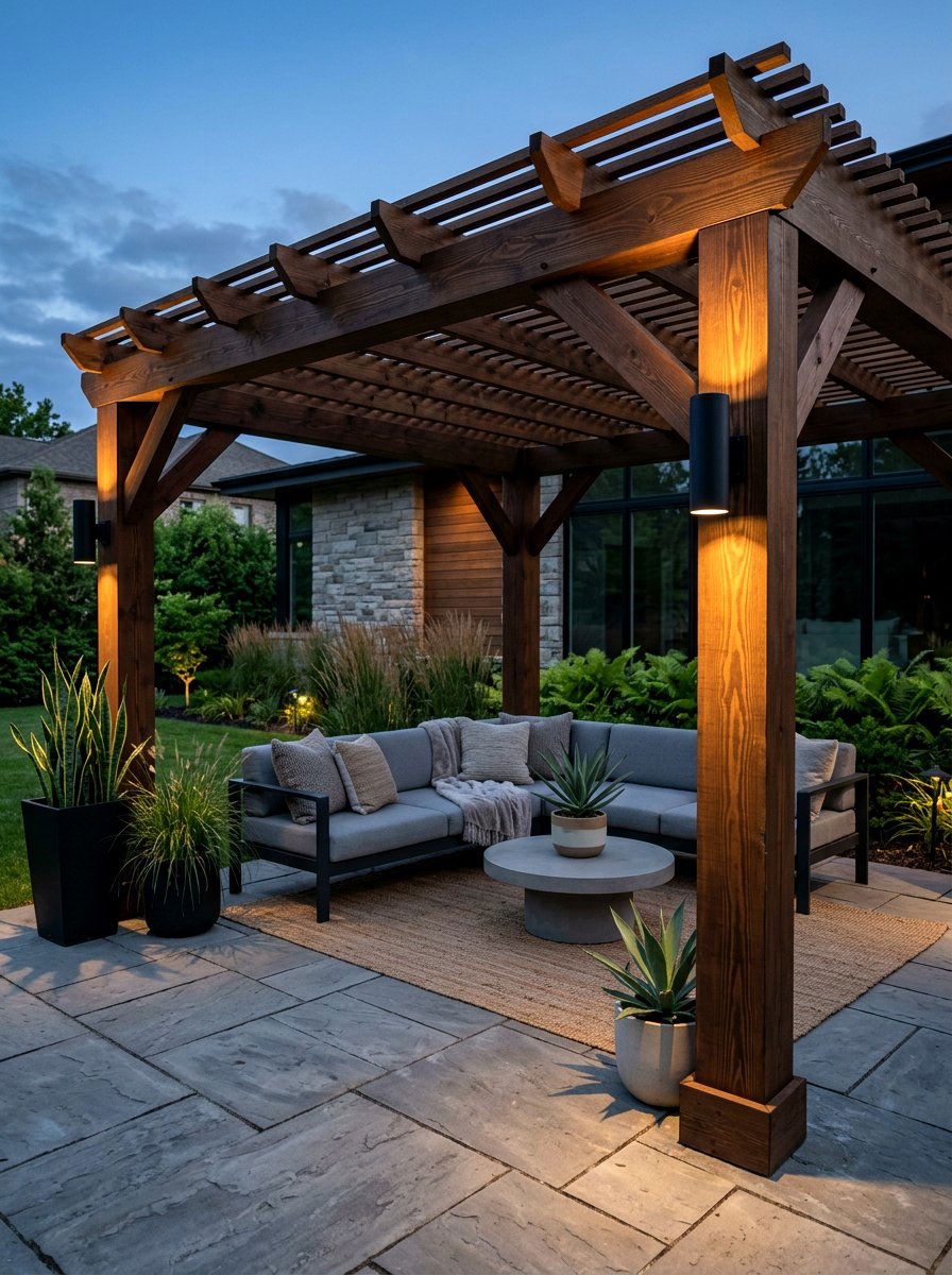 Modern wall sconce - 30 pergola lighting ideas