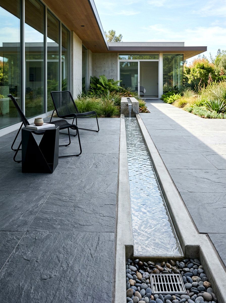 Modern water runnel - 30 backyard stream ideas
