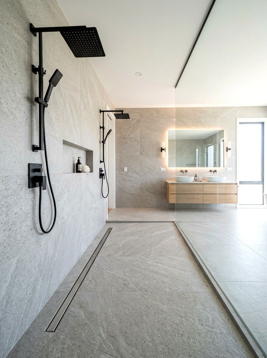 Modern wet room shower - 30 double shower bathroom ideas