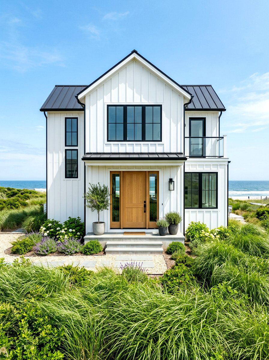 Modern white board and batten exterior - 30 coastal exterior ideas
