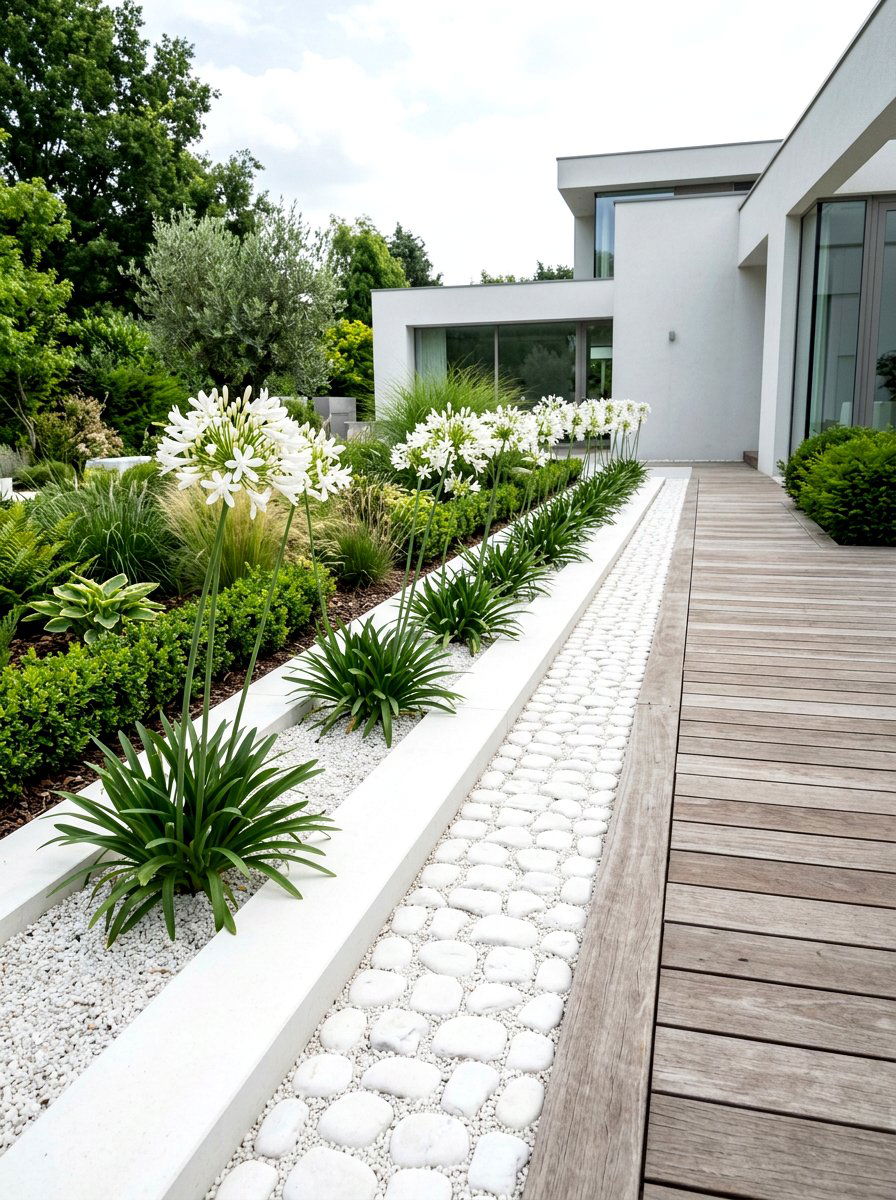 Modern white garden edging - 30 white garden border ideas