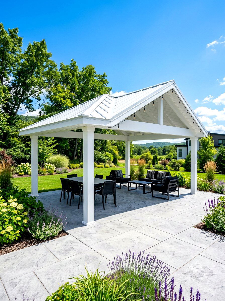 Modern white pavilion - 30 hexagon pavilion ideas