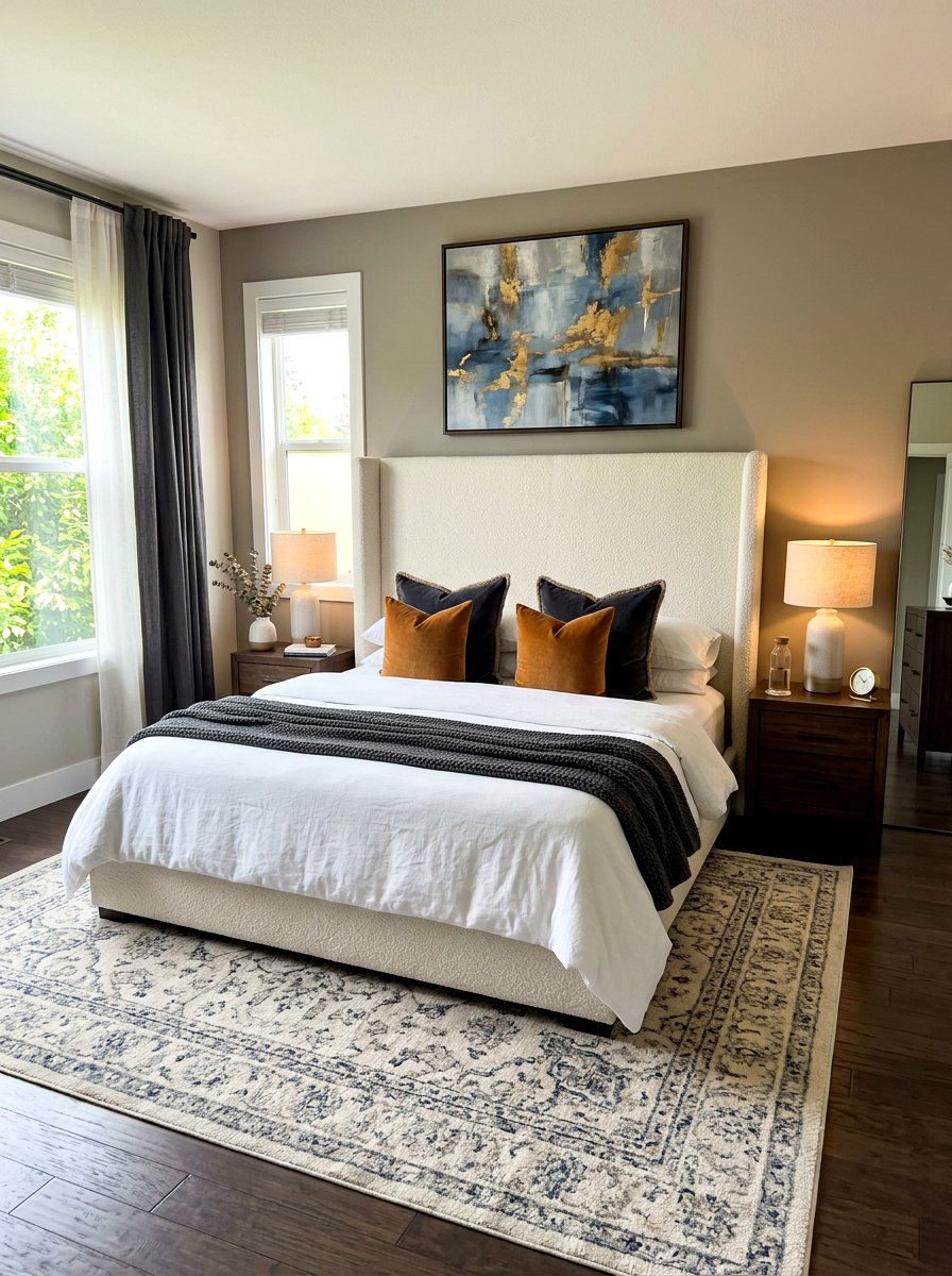 Modern wingback boucle headboard - 30 boucle headboard ideas