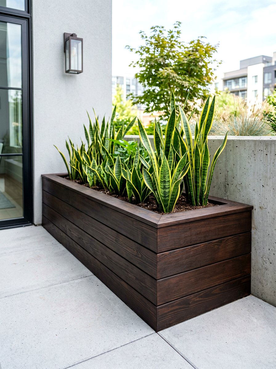 Modern wood planter bed - 30 corner flower bed ideas