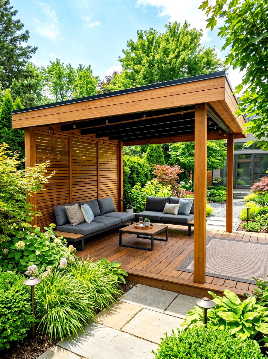 Modern wooden gazebo - 30 garden gazebo ideas