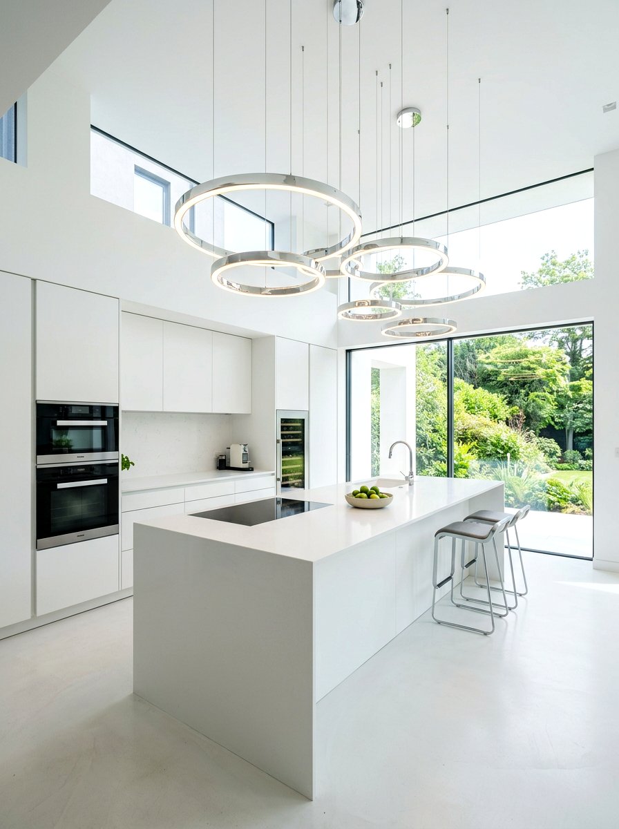 Modernist Chrome Ring Light - 30 chrome kitchen pendant ideas