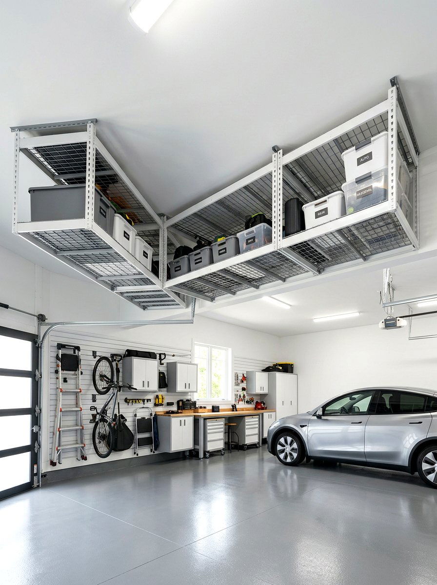 Modular Ceiling Storage Units - 30 garage overhead rack ideas