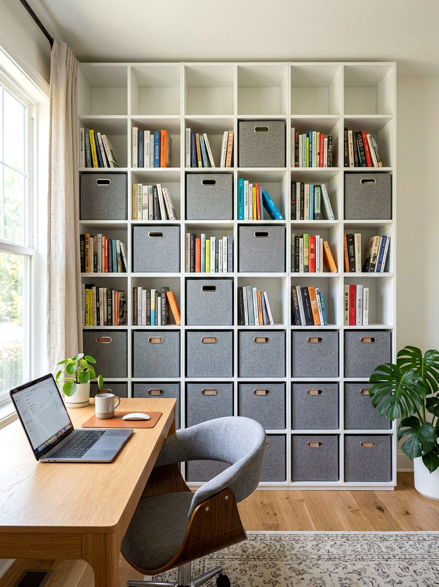Modular Cubby System - 30 organizing a home office ideas
