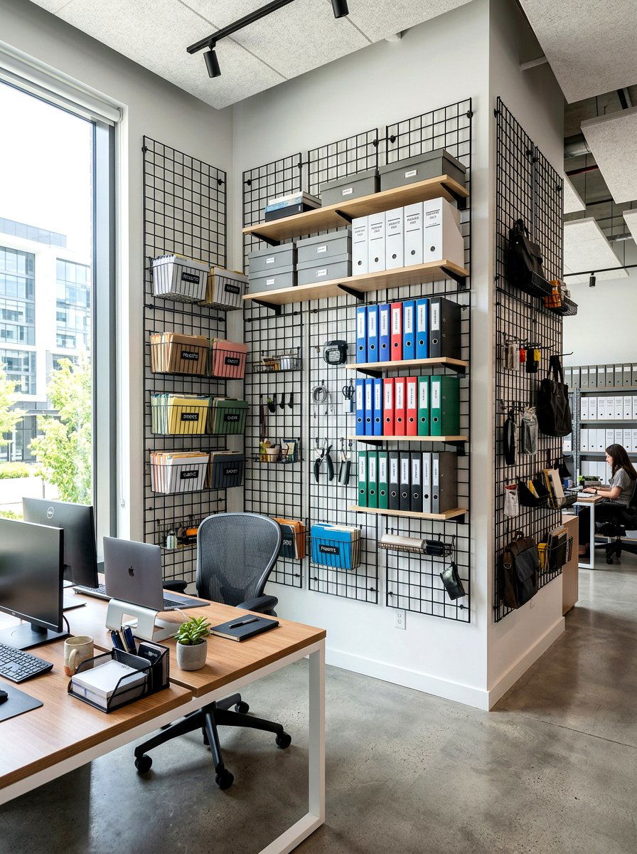 Modular Grid Wall Storage - 30 archive room office ideas