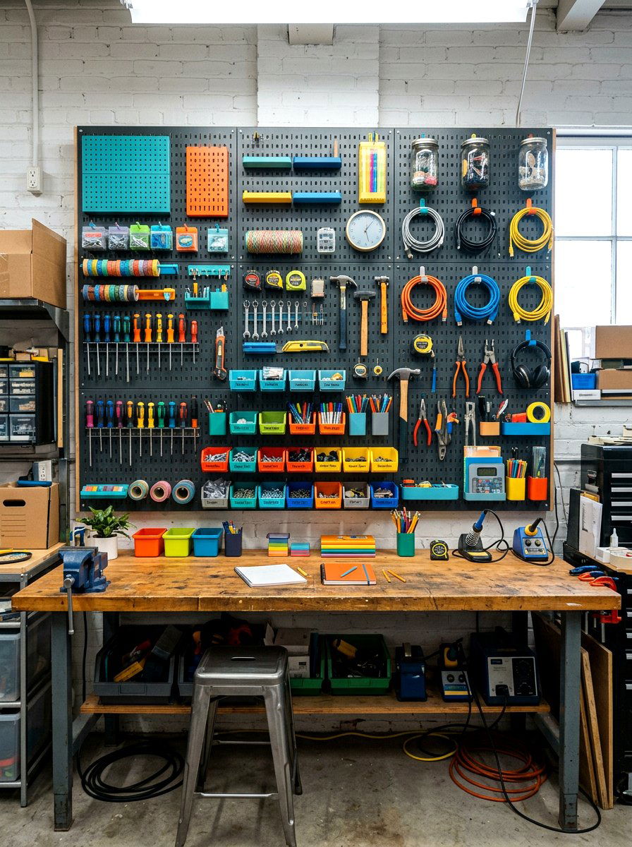 Modular Pegboard Wall - 30 office pinboard ideas