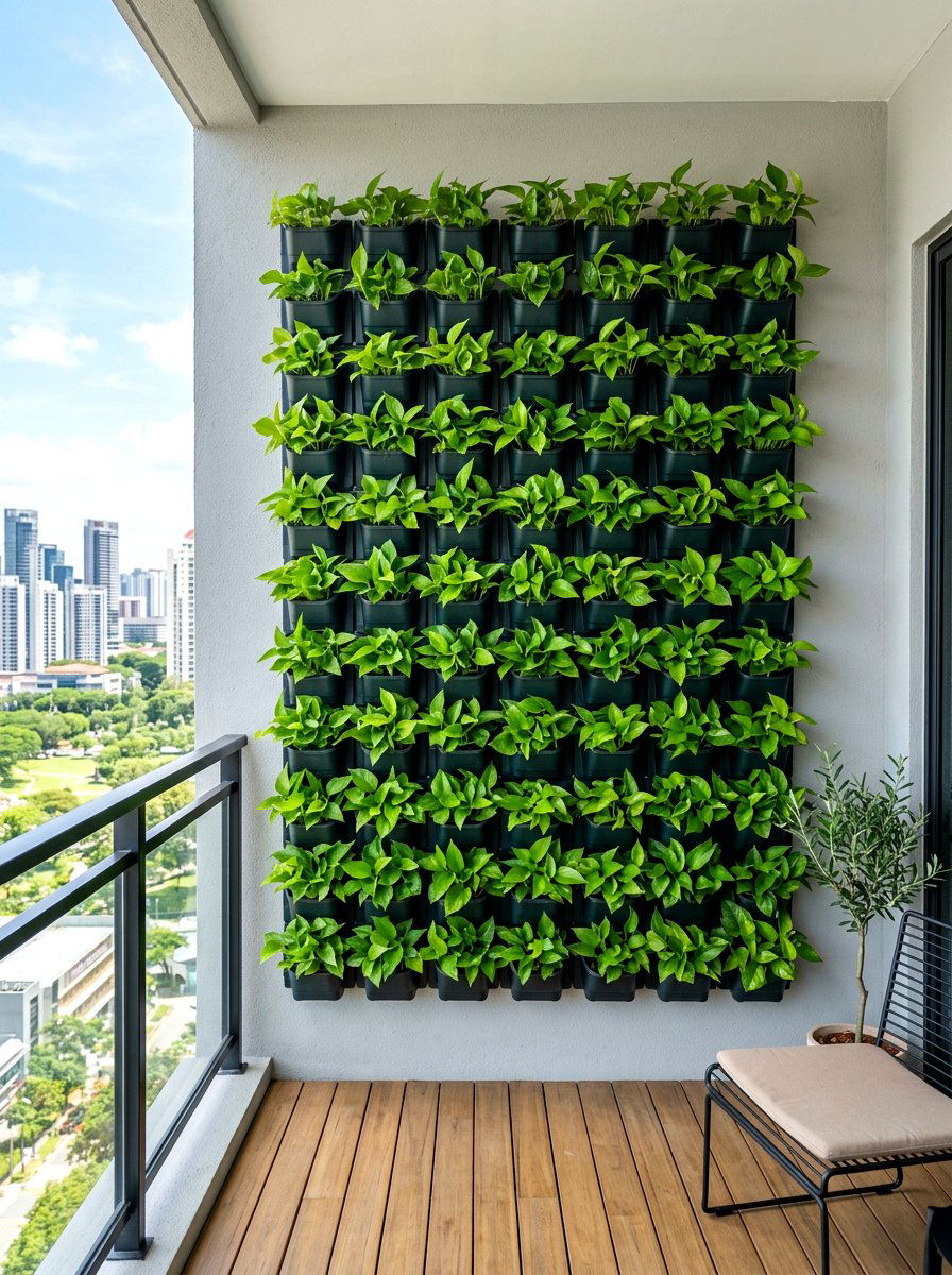 Modular Plastic Wall Pots - 30 balcony vertical garden ideas