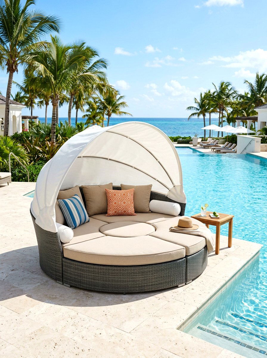 Modular Round Patio Daybed - 30 curved patio sofa ideas