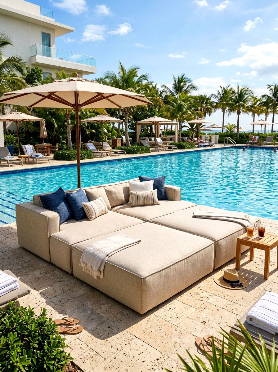 Modular Sectional Poolside Seating - 30 luxury sun lounger ideas