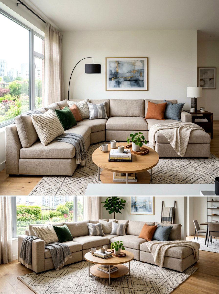 Modular Sectional Sofa Arrangement - 30 renter friendly living room ideas