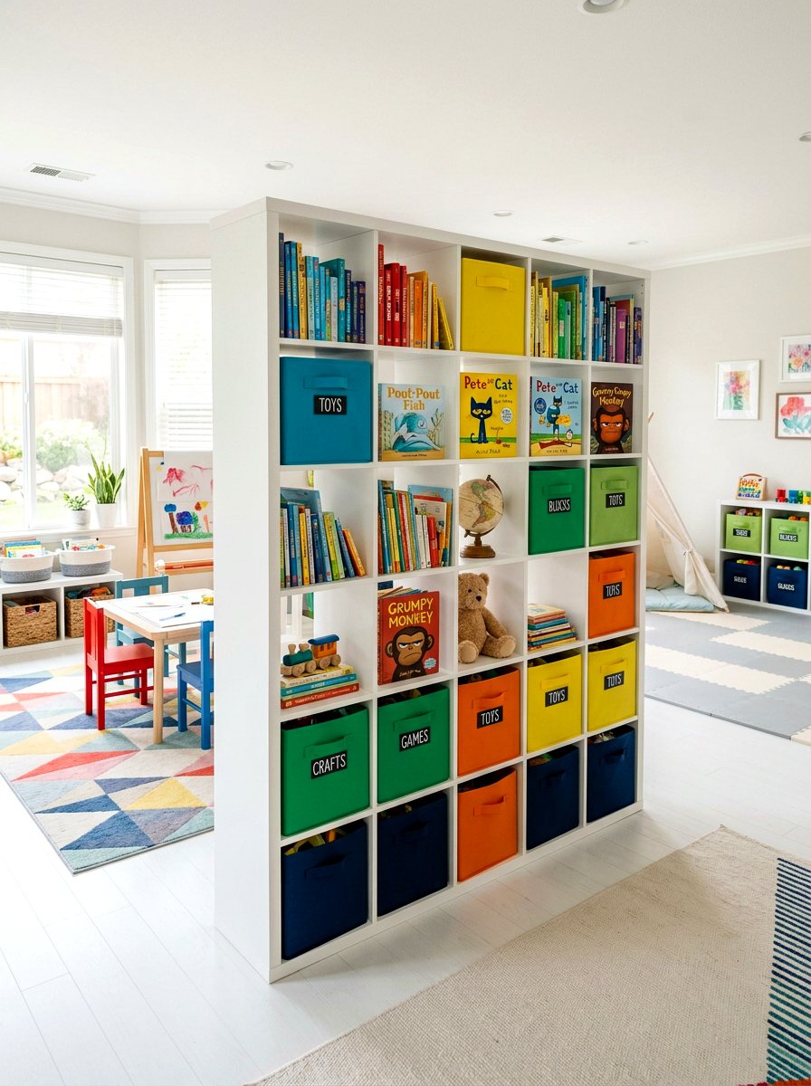 Modular Square Cube Shelf - 30 playroom bookshelf ideas