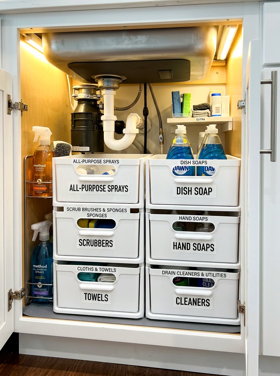 Modular Stackable Drawer Unit - 30 under sink kitchen organization ideas
