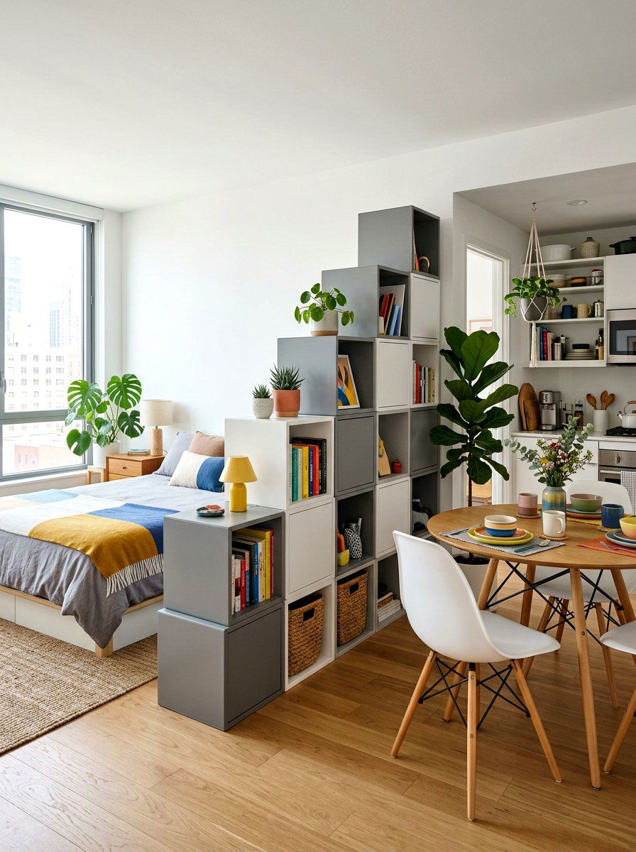Modular Storage Blocks - 30 studio apartment divider shelf ideas