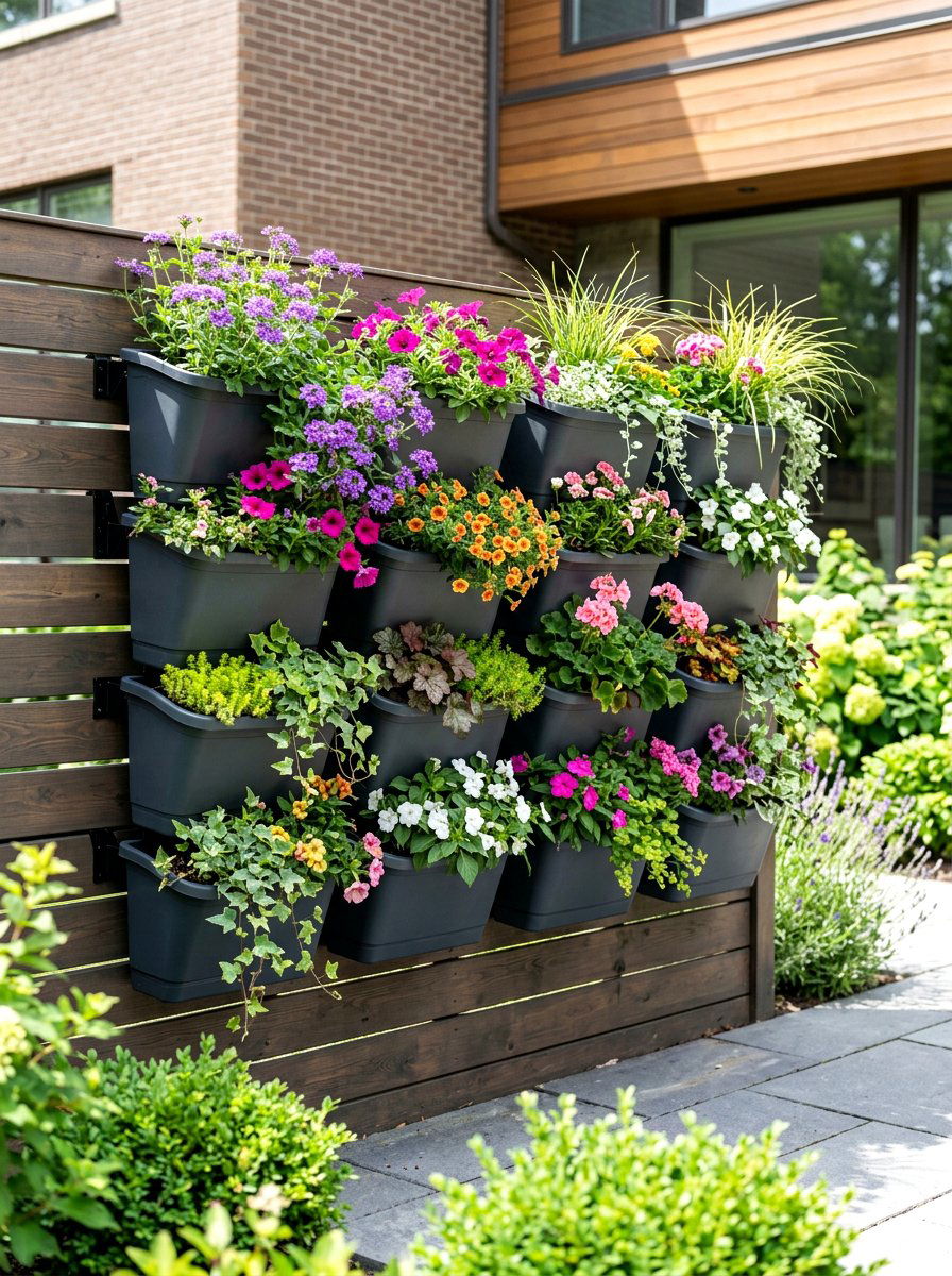 Modular Wall Garden Pots - 30 fence vertical garden ideas