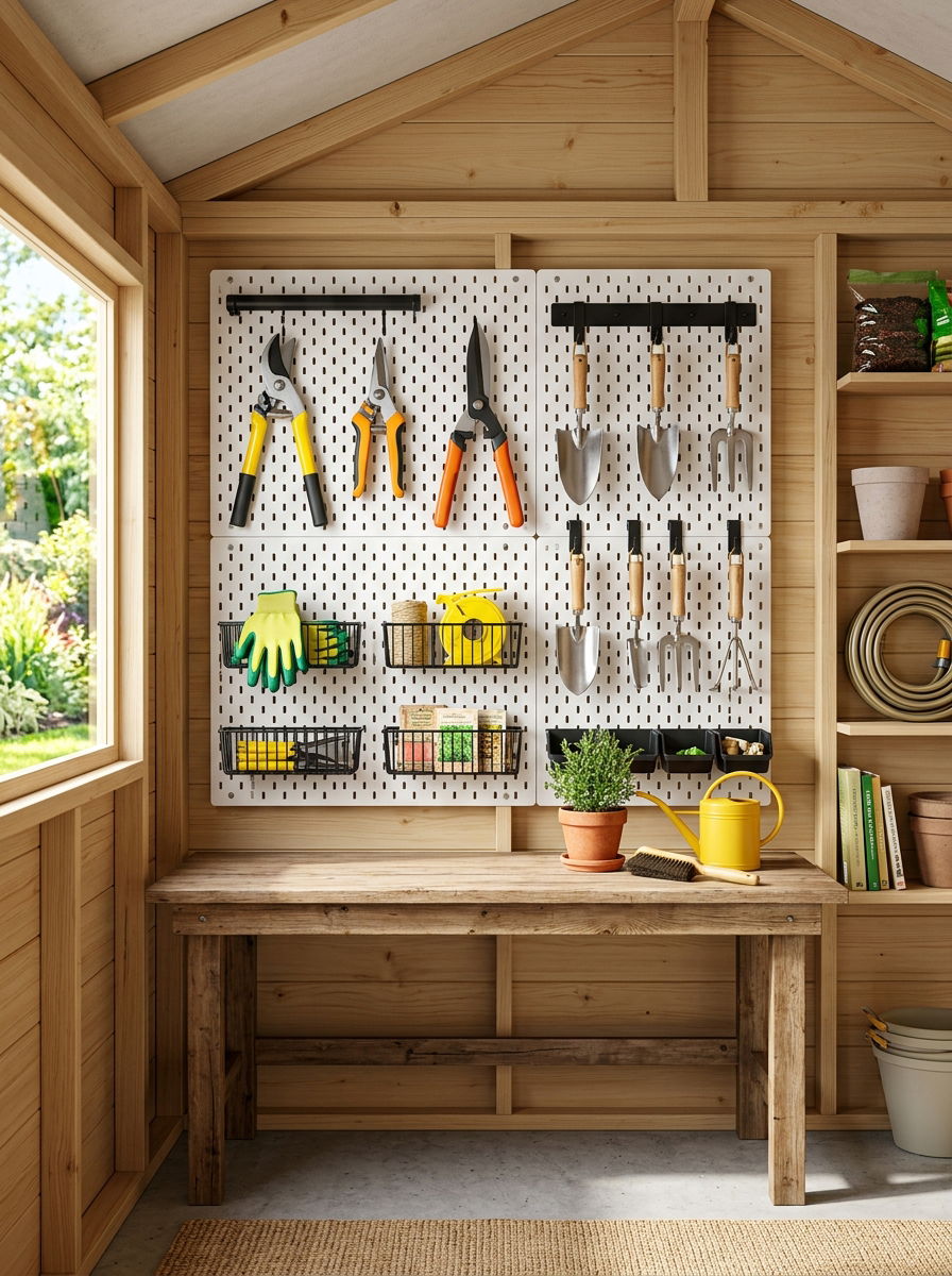 Modular Wall Pegboard Station - 30 shed organization ideas