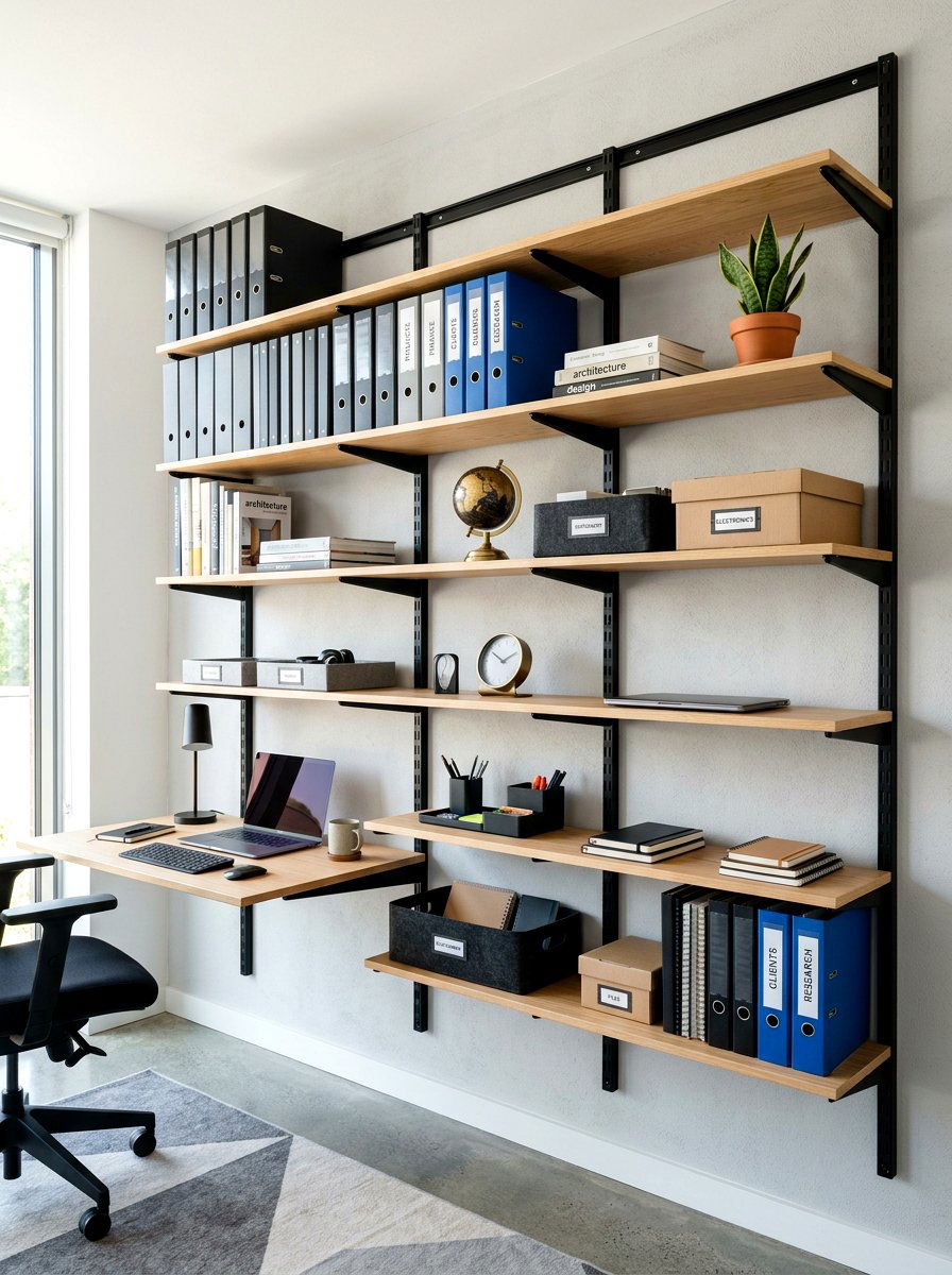 Modular Wall Shelving - 30 office backdrop shelf ideas