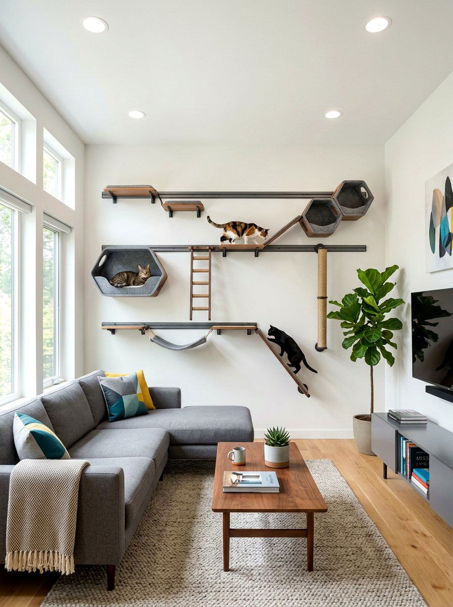 Modular cat wall system - 30 cat climbing wall ideas