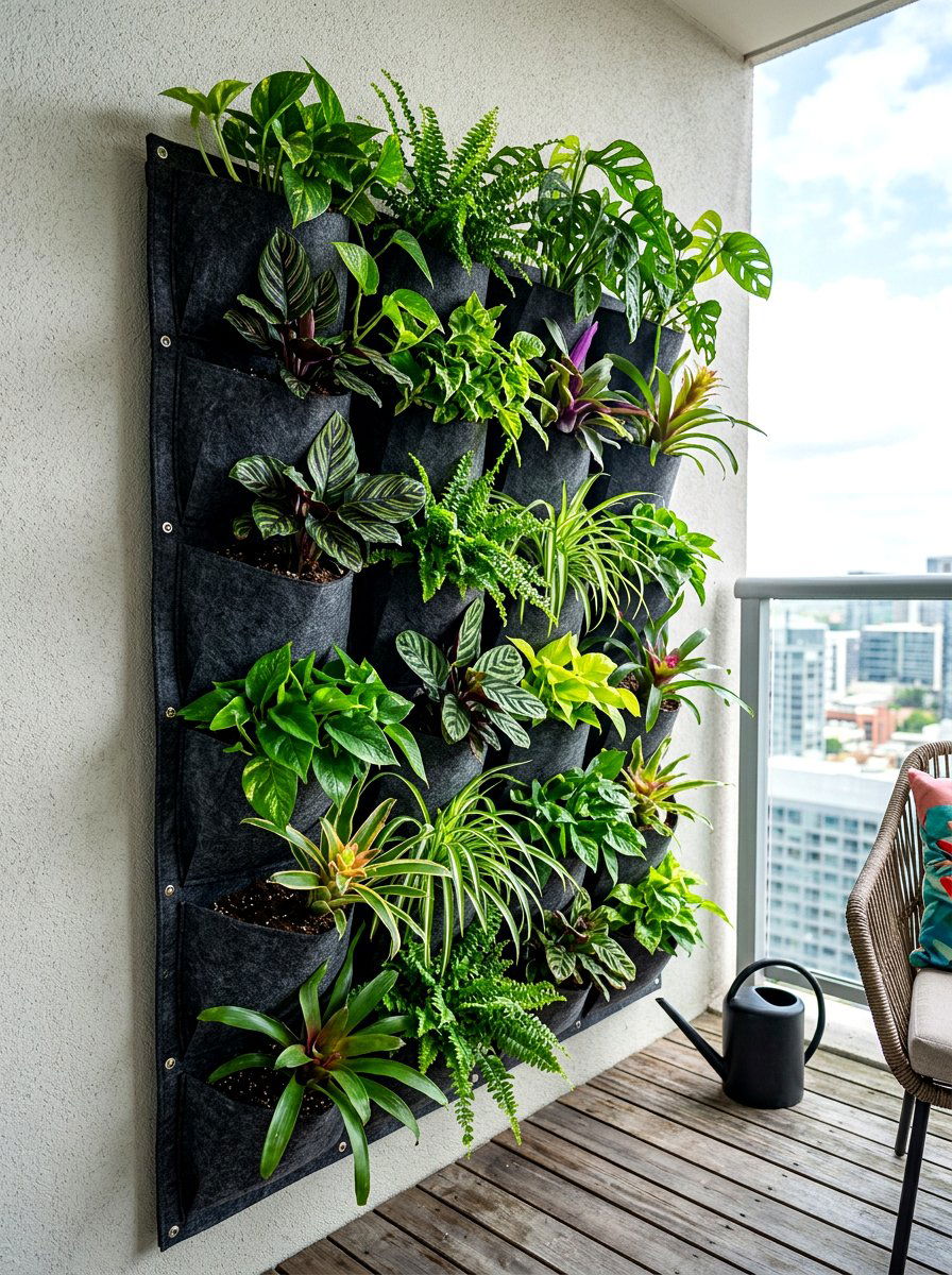 Modular pocket wall planter - 30 balcony planter wall ideas