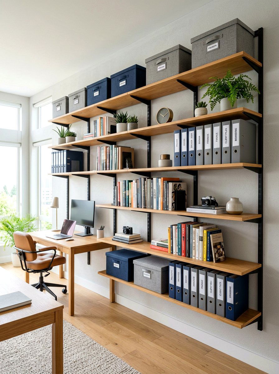 Modular shelving system - 30 office shelving styling ideas