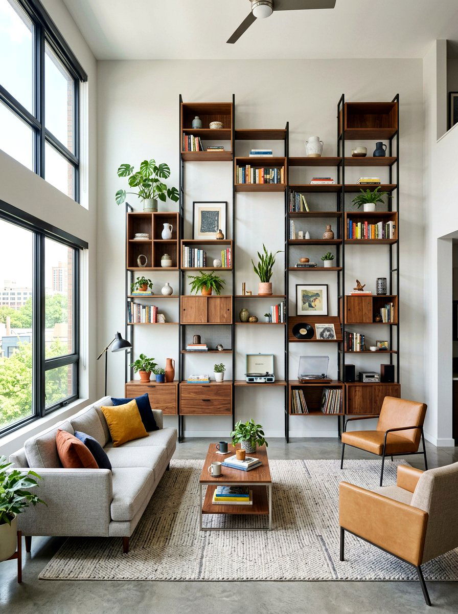 Modular shelving system - 30 family friendly living room storage ideas