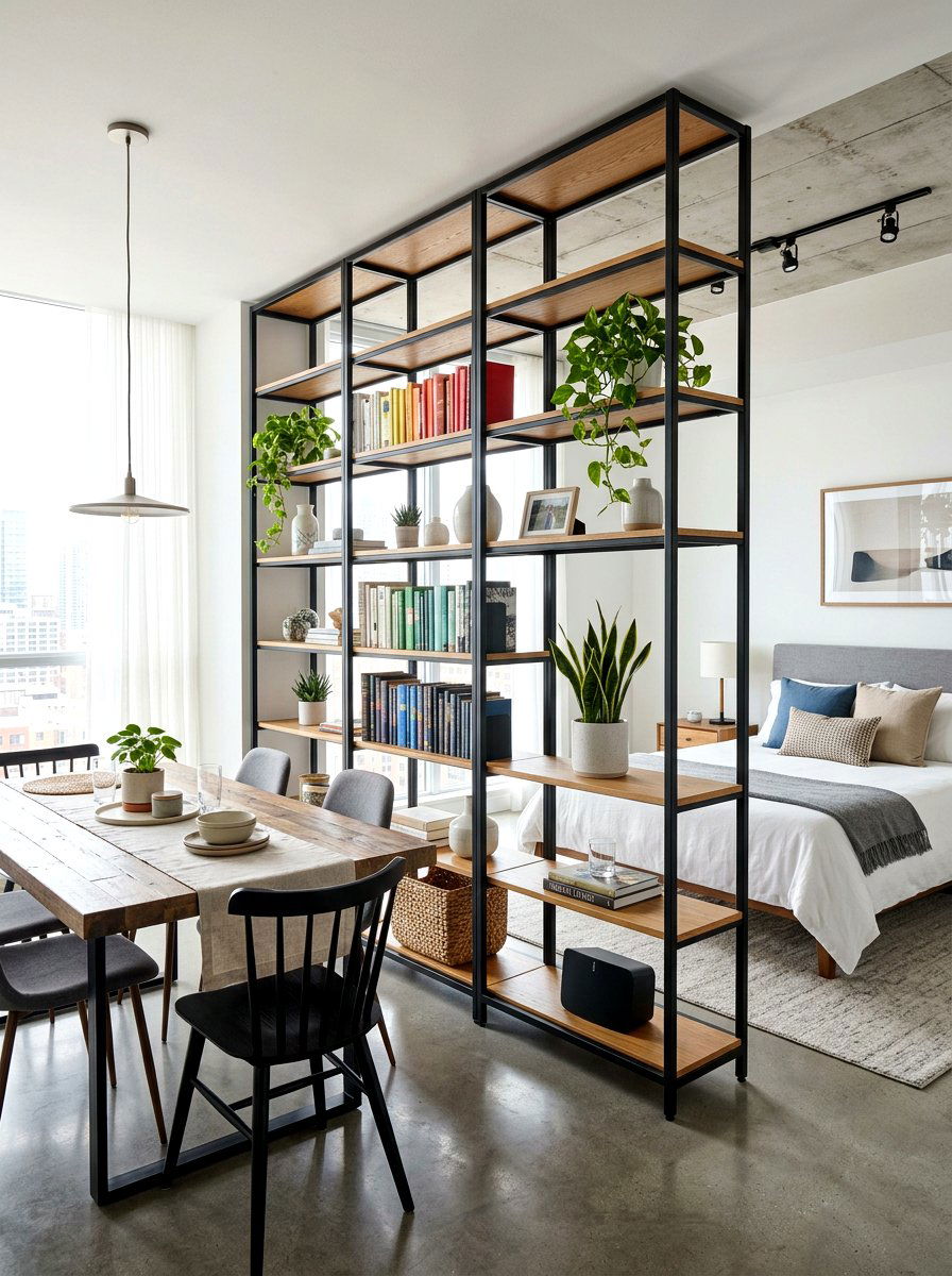 Modular shelving unit - 30 partial divider studio ideas