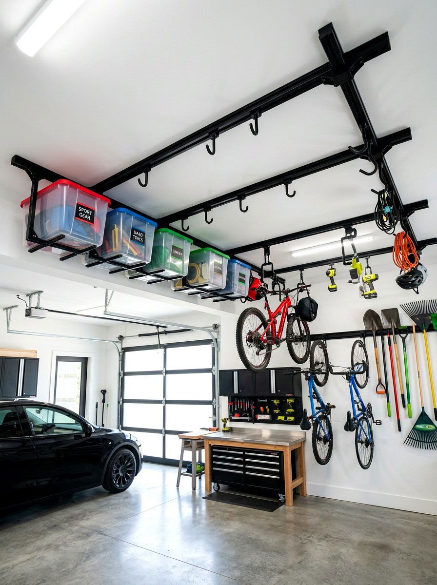 Modular track storage system - 30 garage ceiling storage ideas