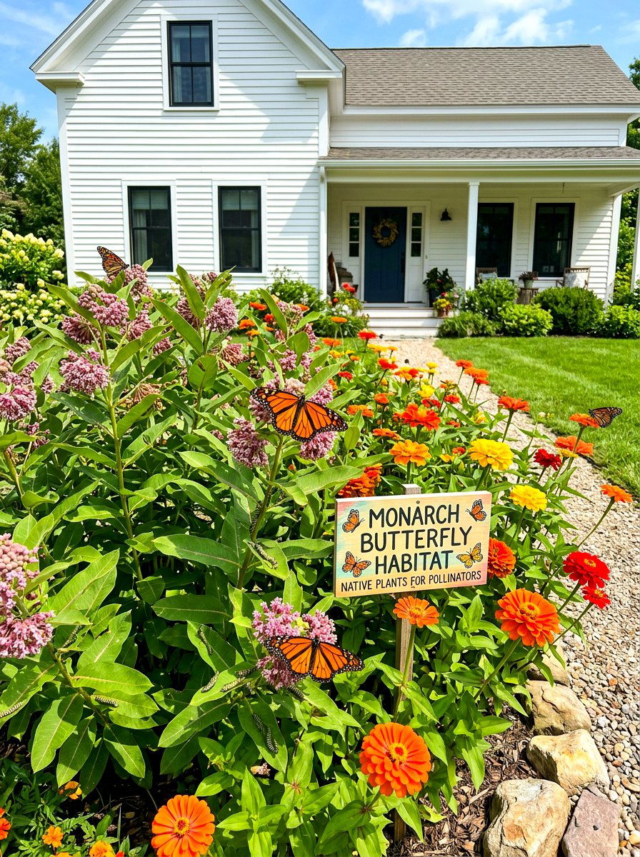 Monarch Butterfly Habitat - 30 pollinator front yard ideas