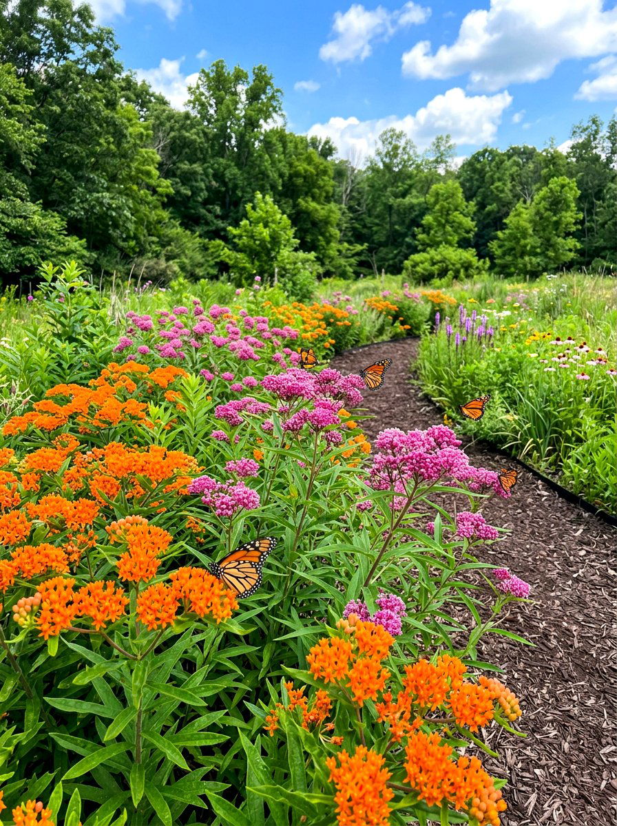 Monarch Butterfly Milkweed Border - 30 pollinator border ideas
