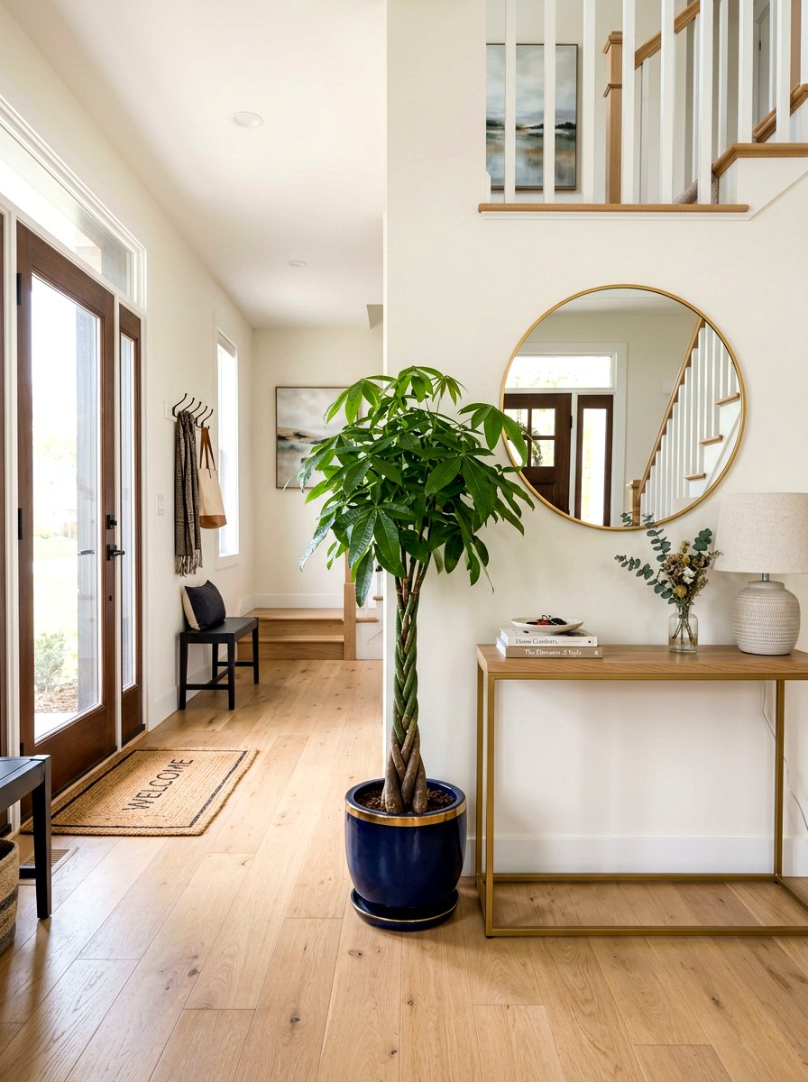 Money Tree Entryway - 30 indoor tree corner ideas