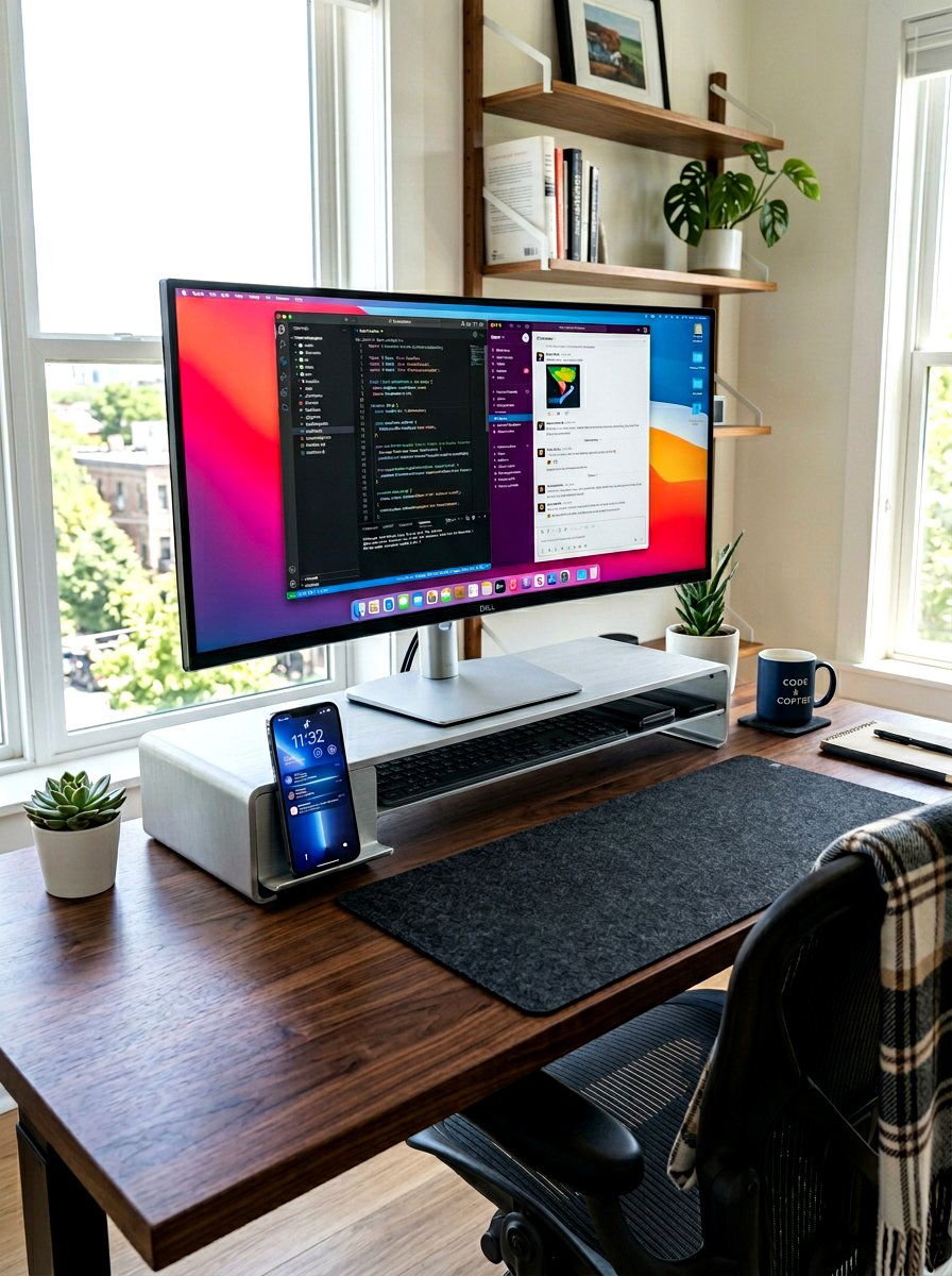 Monitor Riser Setup - 30 office supply storage ideas