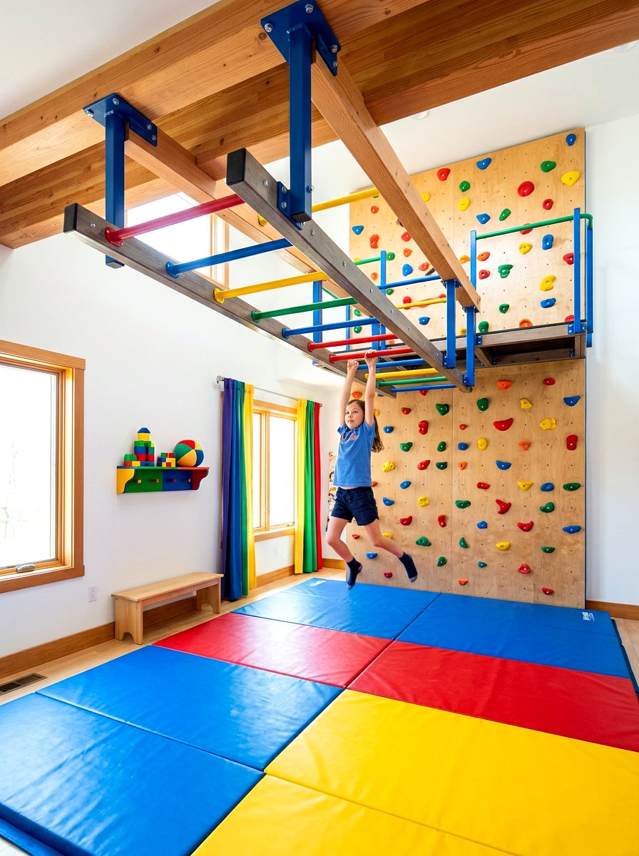 Monkey Bars And Wall - 30 climbing wall playroom ideas