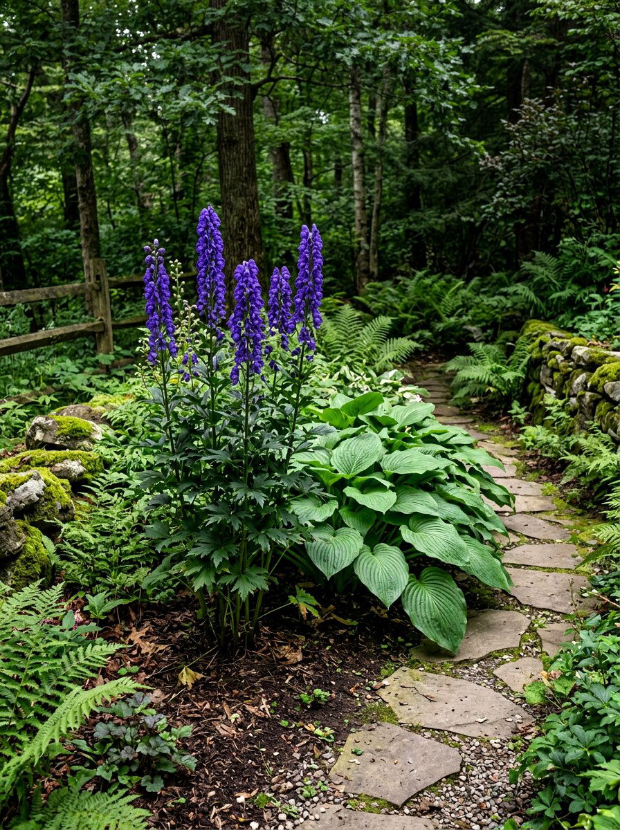 Monkshood shade garden - 30 blue and purple garden ideas