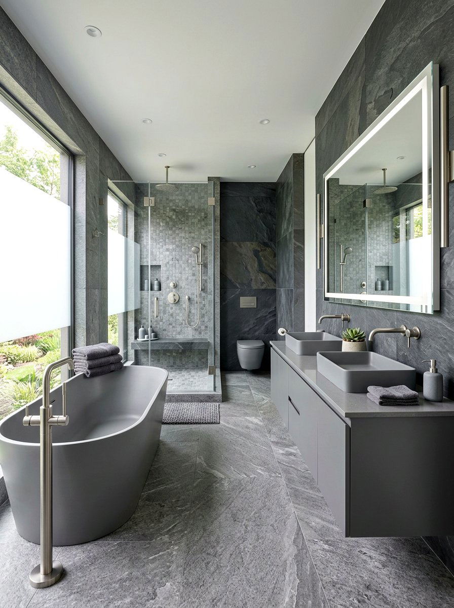 Monochromatic Color Palette - 30 modern bathroom ideas
