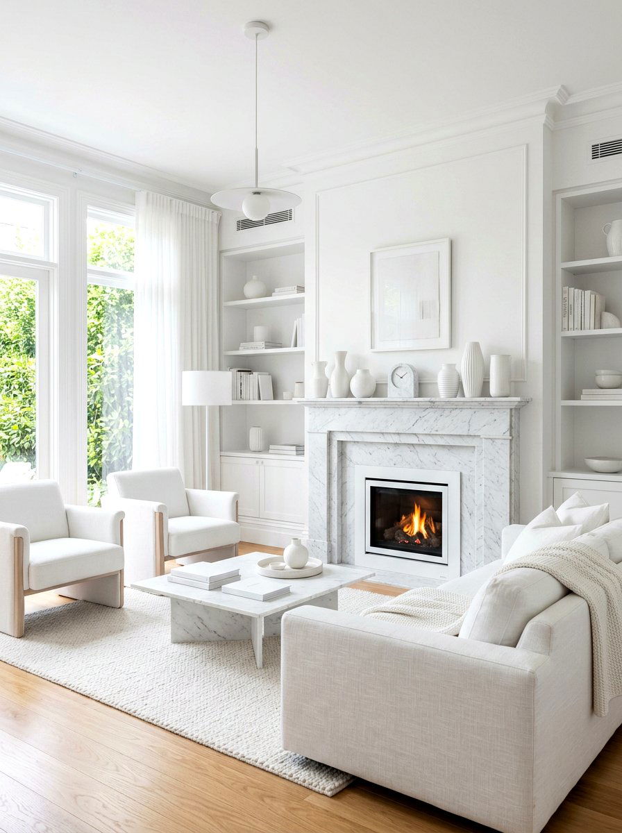Monochromatic Color Palette - 30 mantel shelf styling ideas