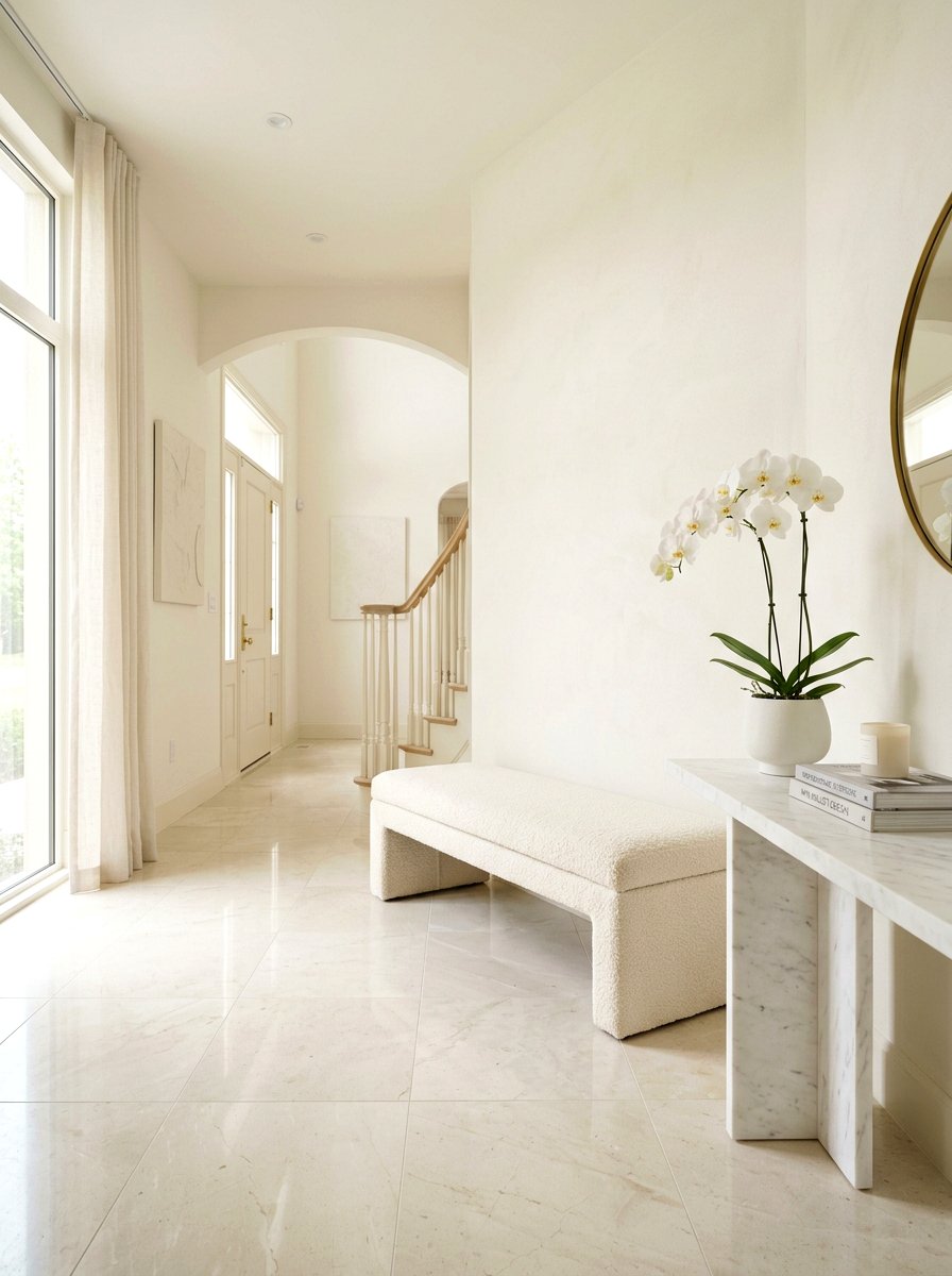 Monochromatic Cream Foyer - 30 quiet luxury entryway ideas
