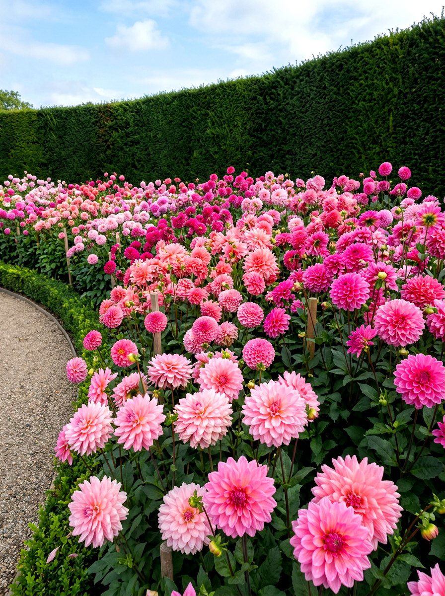Monochromatic Dahlia Bed - 30 dahlia cutting patch ideas