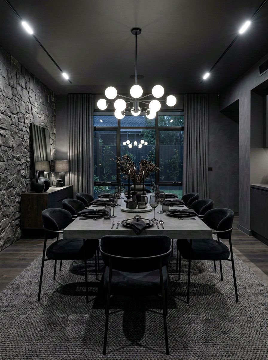 Monochromatic Dark Dining Room - 30 moody dining room ideas