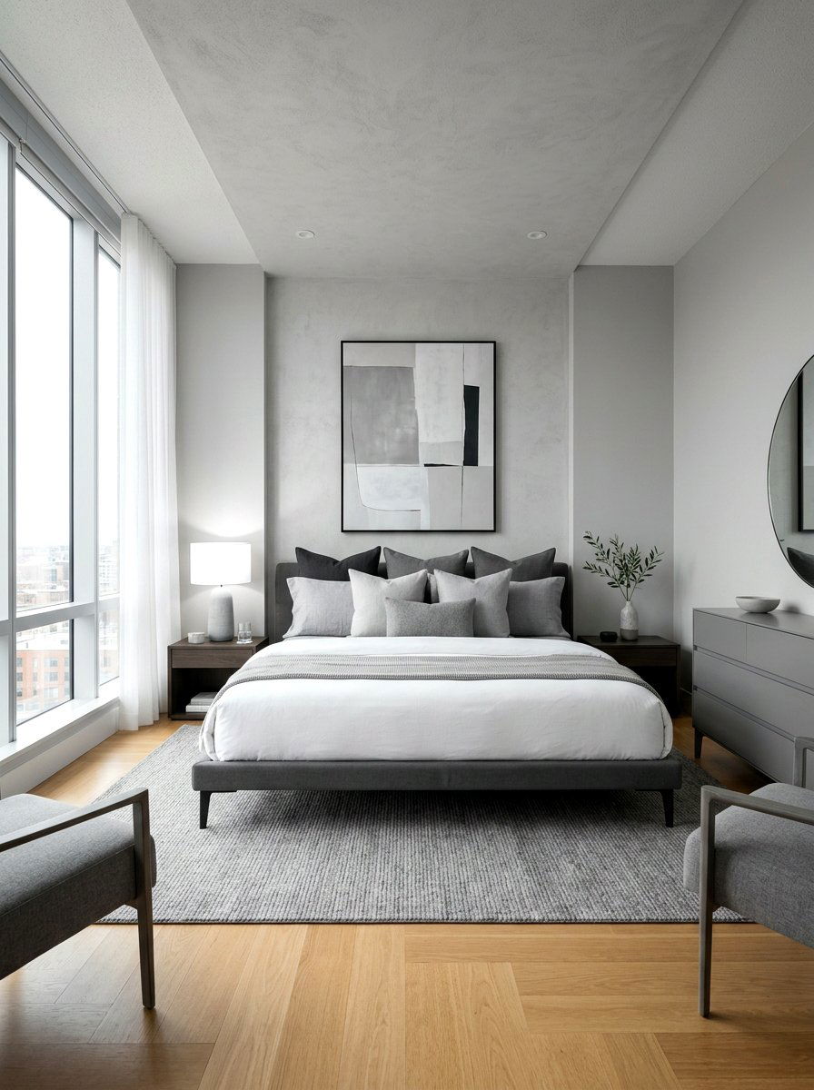 Monochromatic European pillow arrangement - 30 European pillow styling ideas